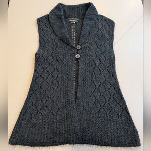 Eddie Bauer Charcoal Hand-Knit Cardigan Vest